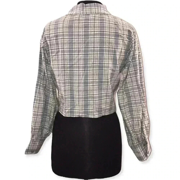 Sans Souci Cropped Plaid Blouse Size M - Picture 3 of 5